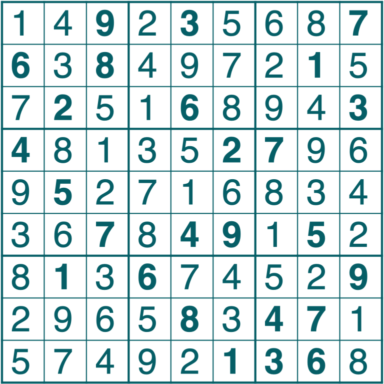 sudoku, ratkaisu